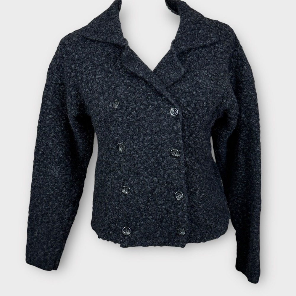 Cousin Johnny Cardigan Jacket Double Breasted Textured Wool Blend Knit‎ Womens M